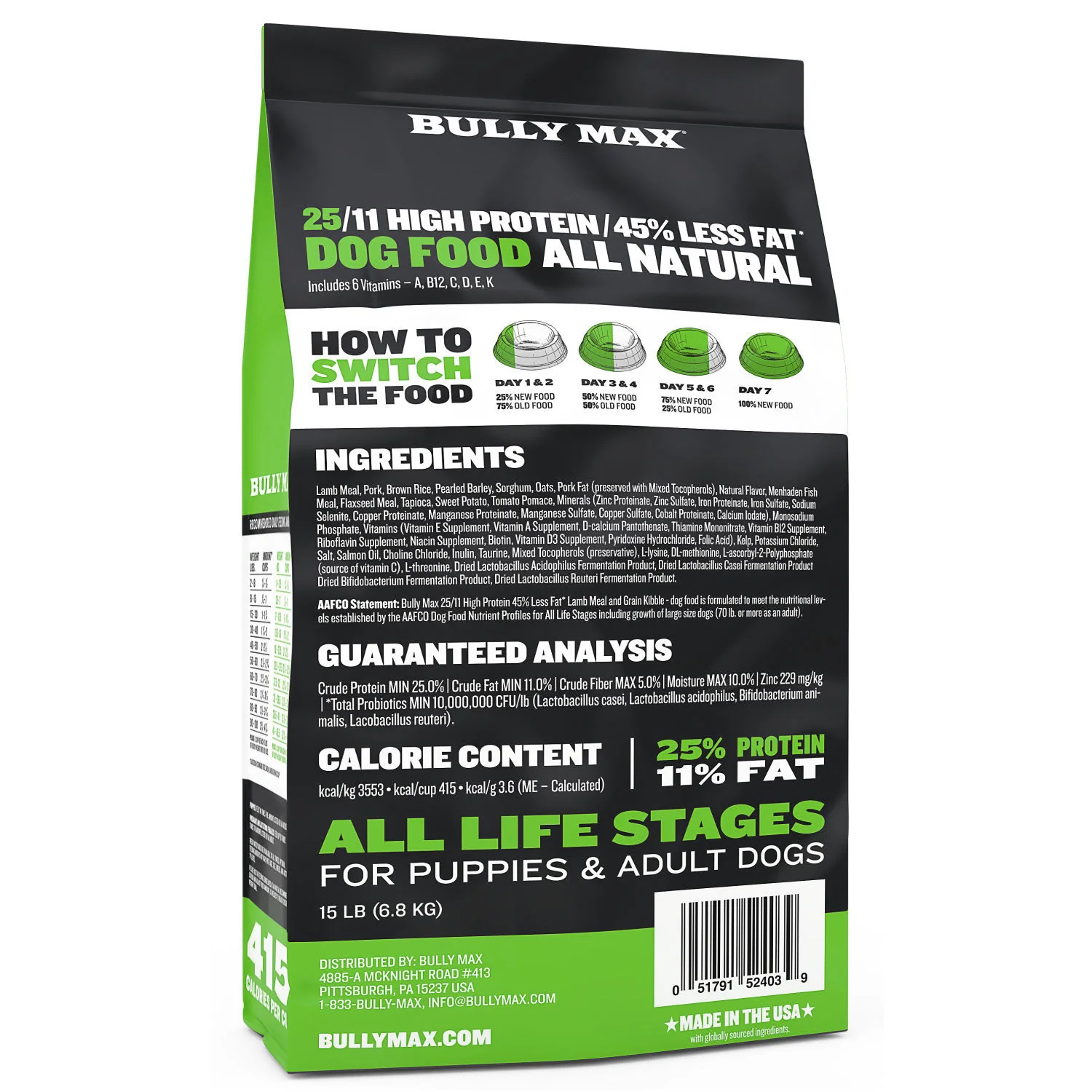 Bully Max 25/11 High Protein Lamb 45% Less Fat Dog Food - Image 4